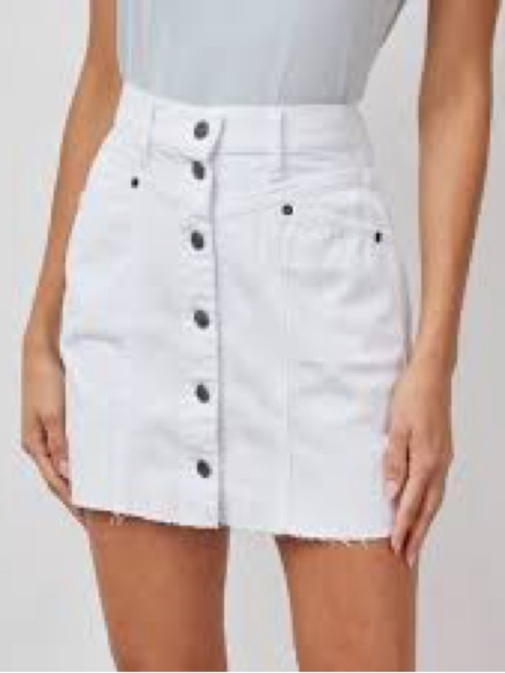 Rails White Button-Front Denim Mini Skirt